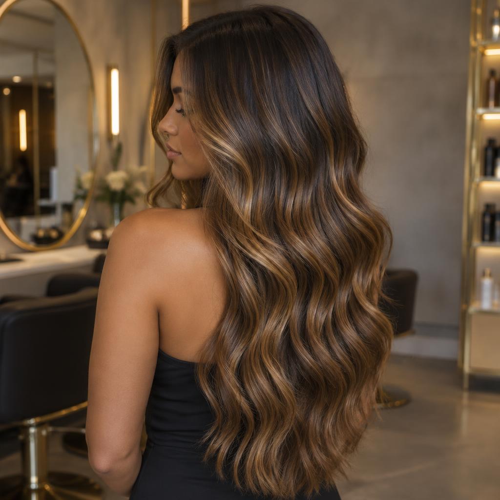 Inspiração de mechas em cabelo ondulado